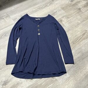 Soft Surroundings Top Women's Small Blue Lace Boho‎ Lagenlook